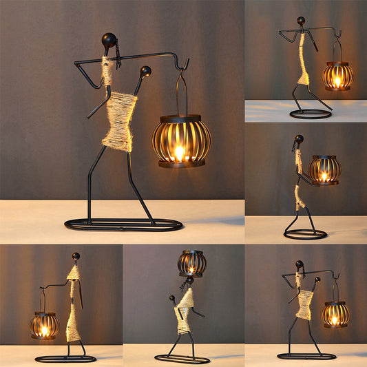 Nordic Creative Metal Candlestick Abstract Character Sculpture