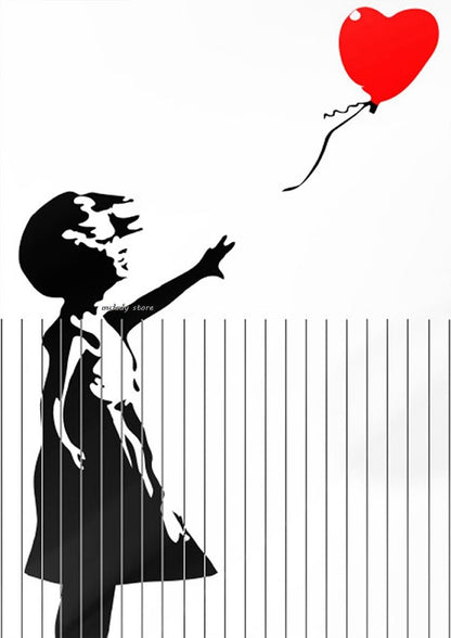 Banksy Graffiti Artwork Painting Girl With Red Balloon Poster